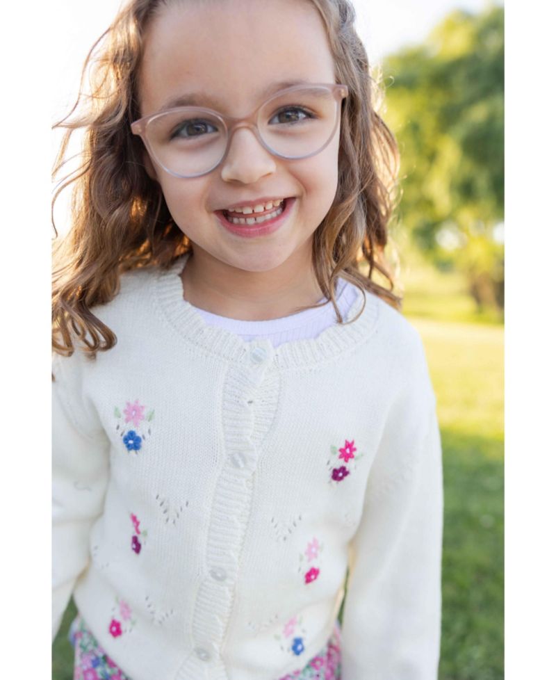 Girl's (4-6X) Sweater with Hand Embroidered Flowers