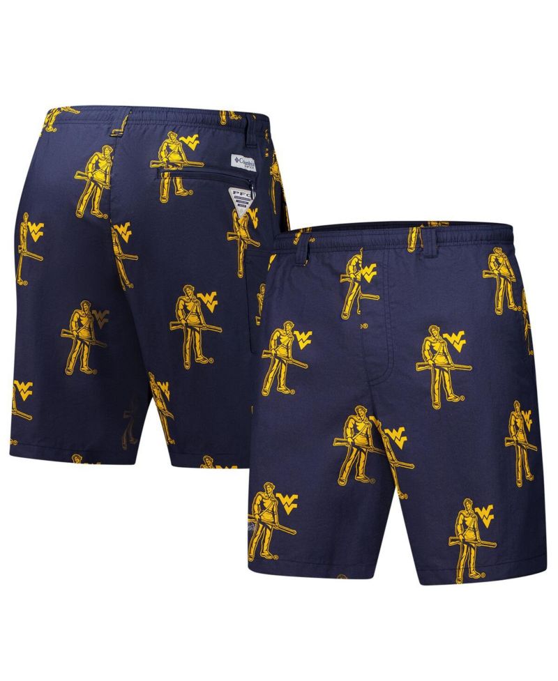 Men's Navy West Virginia Mountaineers Backcast III Printed Shorts