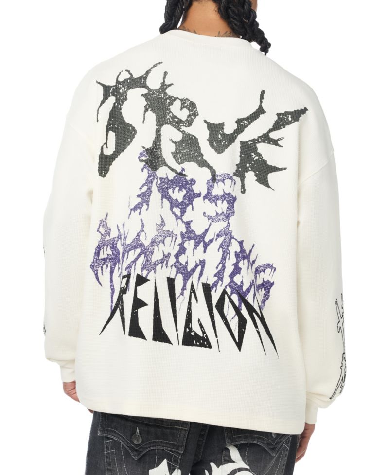 Men's Scribble Long-Sleeve Graphic Waffle-Knit T-Shirt