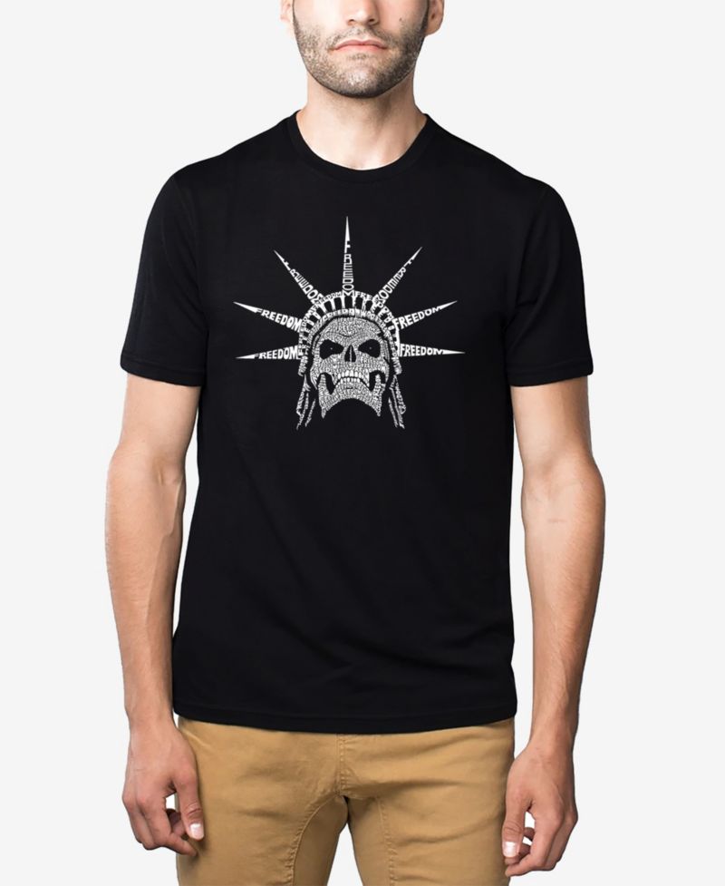 Men's Cotton/Poly Blend Word Art T-shirt - Freedom Skull