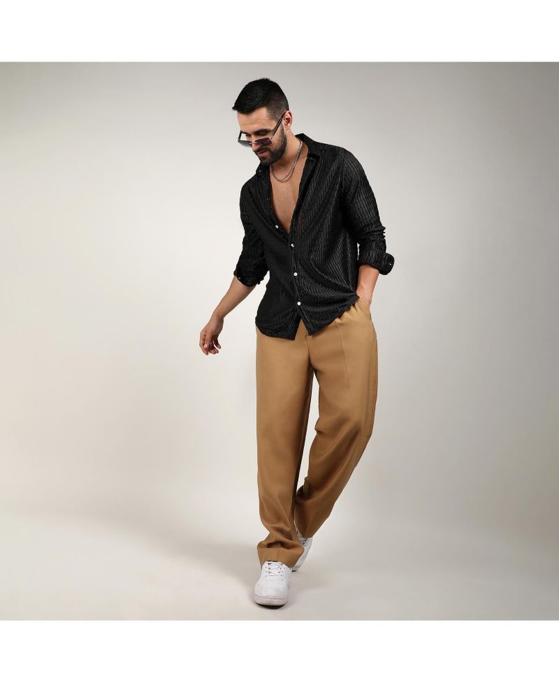 Men's Onyx Black Curly-Creased Shirt