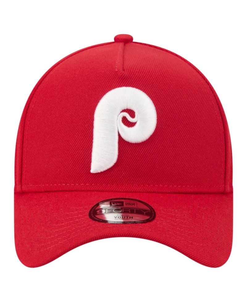 Big Boys and Girls Red Philadelphia Phillies Cooperstown Logo 9FORTY A-Frame Adjustable Hat