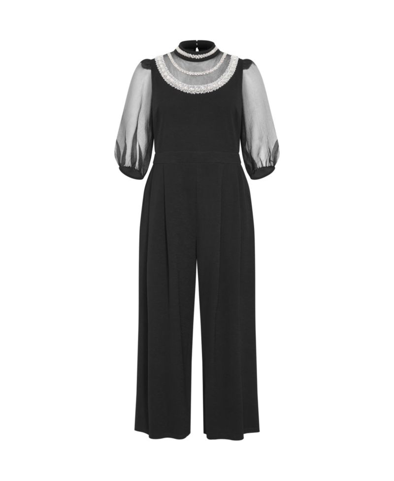 Plus Size Phoenix Sheer Sleeve Jumpsuit