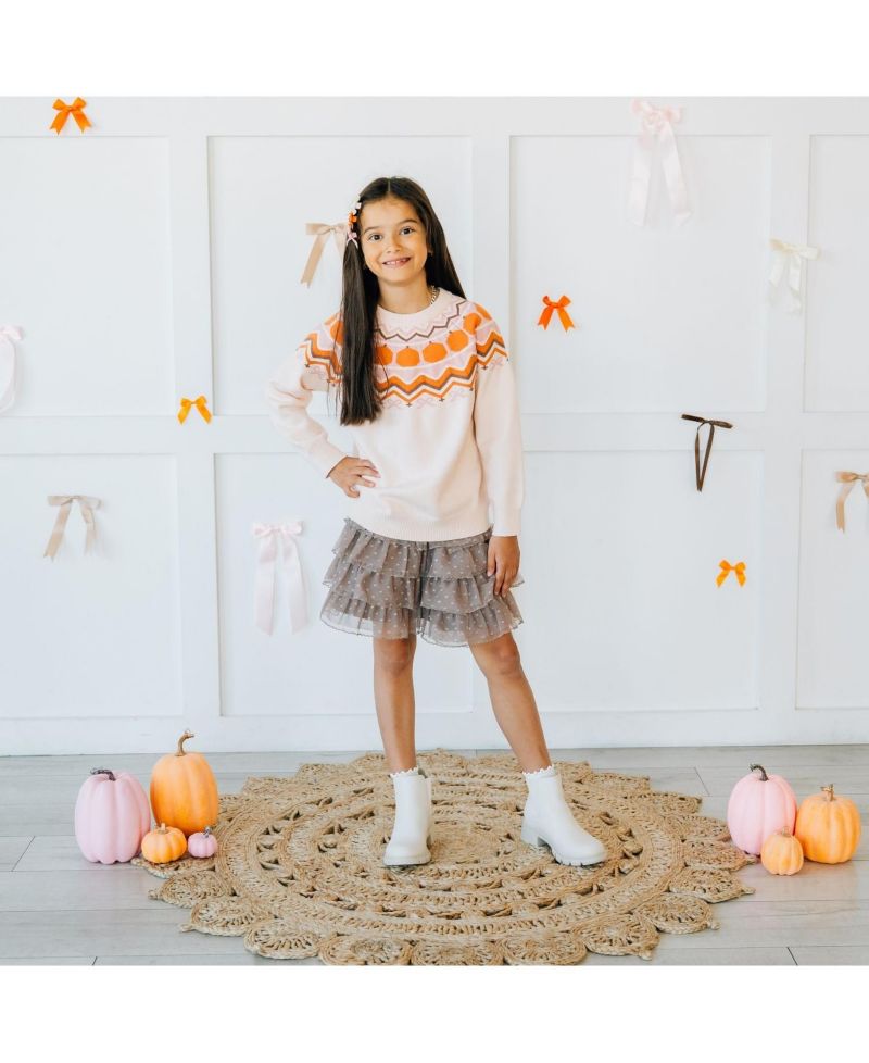 Little Girls Pumpkin Fair Isle Sweater