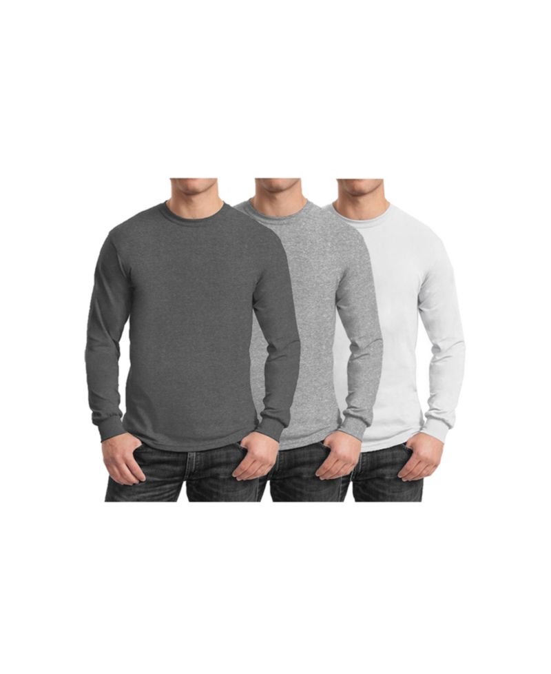 Men's 3-Pack Egyptian Cotton-Blend Long Sleeve Crew Neck Tee