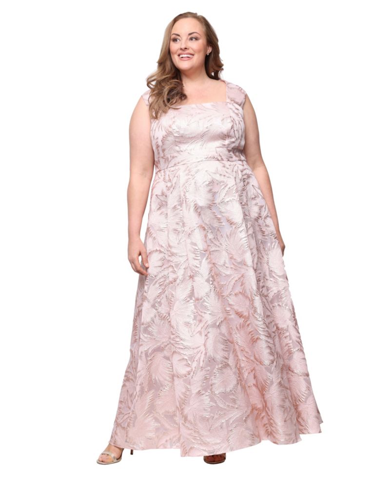 Petite Square Neck Short-Sleeve Ball Gown