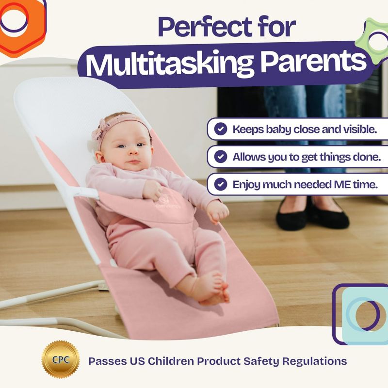 Kids Portable 2 in 1 Bouncer – Versatile Bouncer Chair Bouncer with Ergonomic Support to Use, Oatmeal