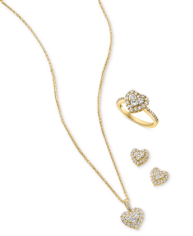 EFFY® Diamond Heart Stud Earrings (1/2 ct. t.w.) in 14k White Gold (Also available in Yellow Gold)