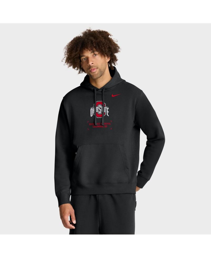 Men's Black Ohio State Buckeyes Basketball Two-Hit Club Fleece Pullover Hoodie
