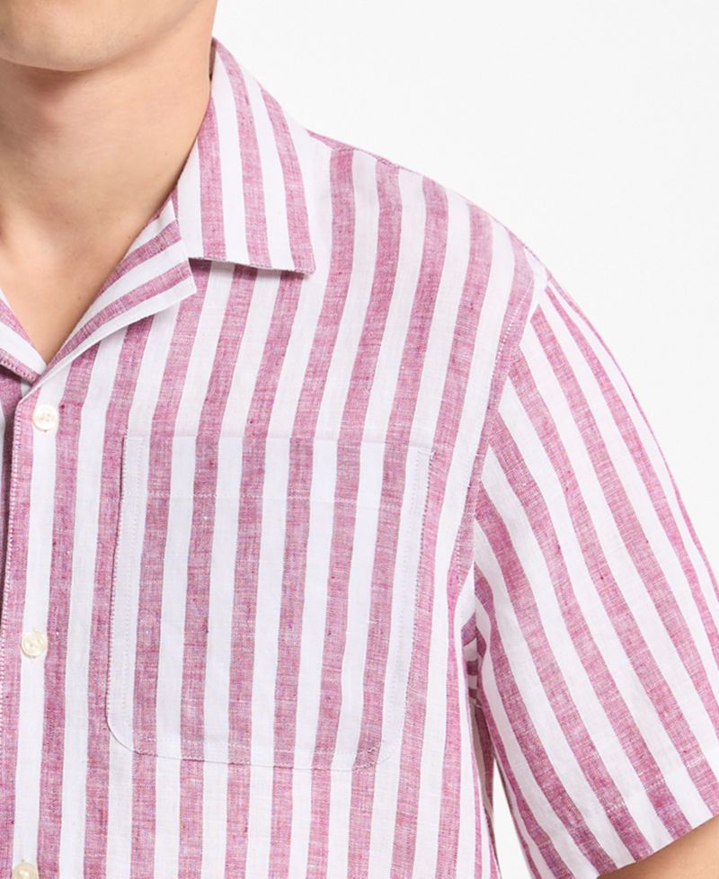 Men's Striped Camp-Collar Shirt