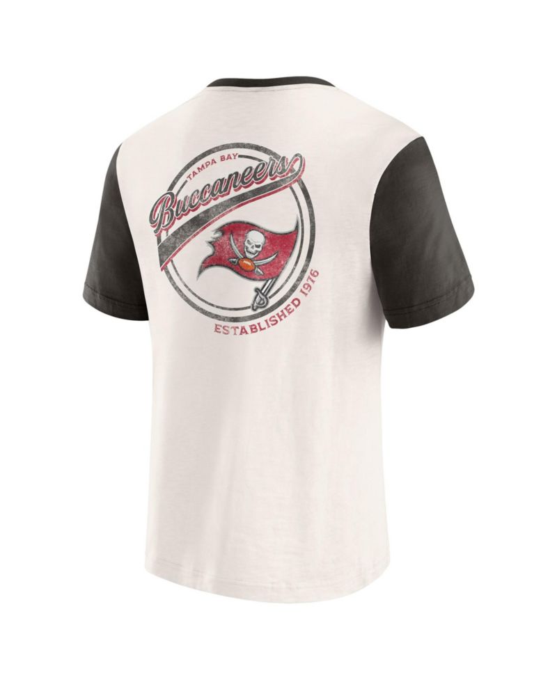 Men's Darius Rucker Collection by Cream Tampa Bay Buccaneers Henley Color Block Slub Pocket T-Shirt
