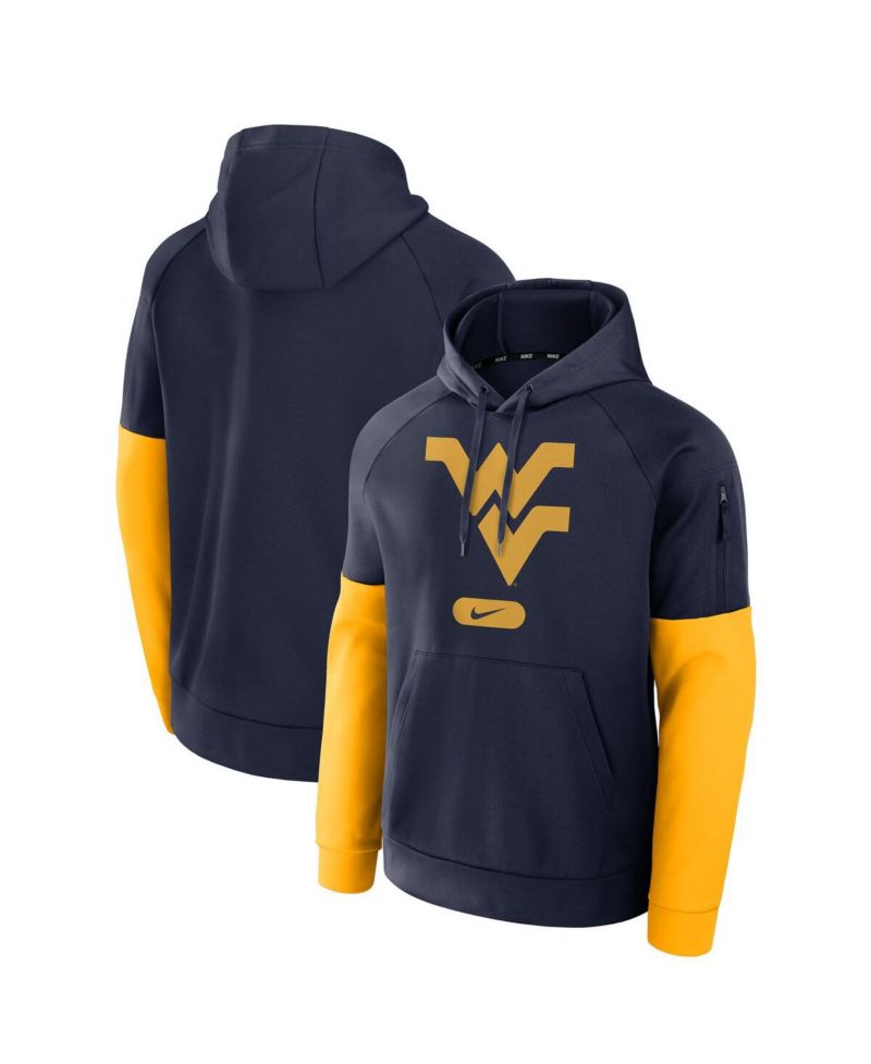 Men's Navy West Virginia Mountaineers Fitness Performance Pullover Hoodie