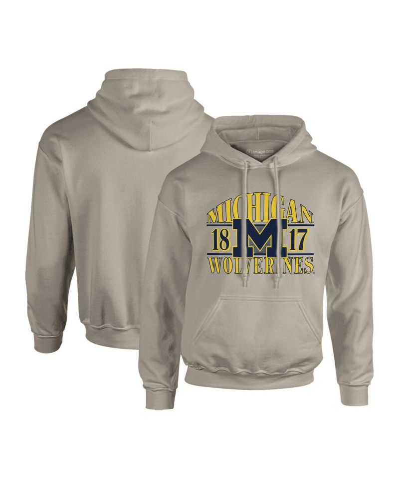 Men's Tan Michigan Wolverines Upper Arch Letters Pullover Hoodie
