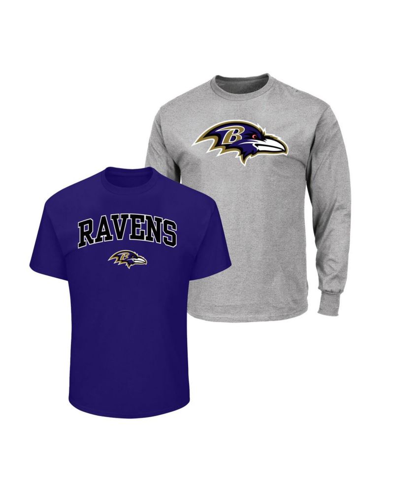 Men's Purple/Heather Gray Baltimore Ravens Big & Tall 2-Pack T-Shirt Set