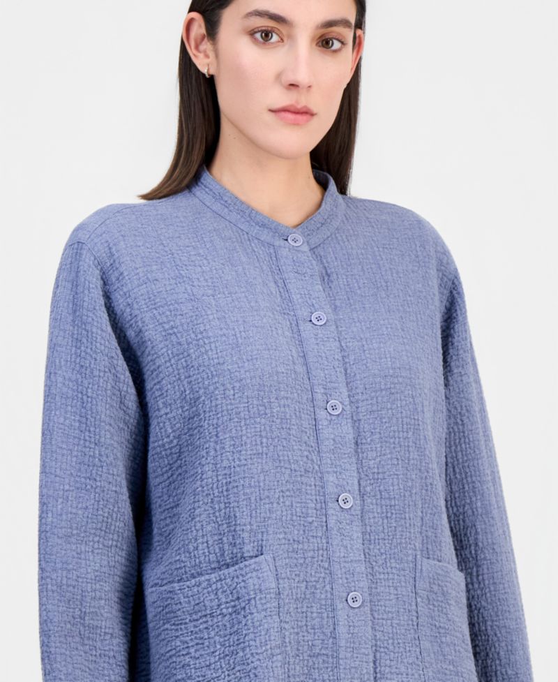 Eileen Fisher Women's Cotton-Blend Mandarin Collar Shirt