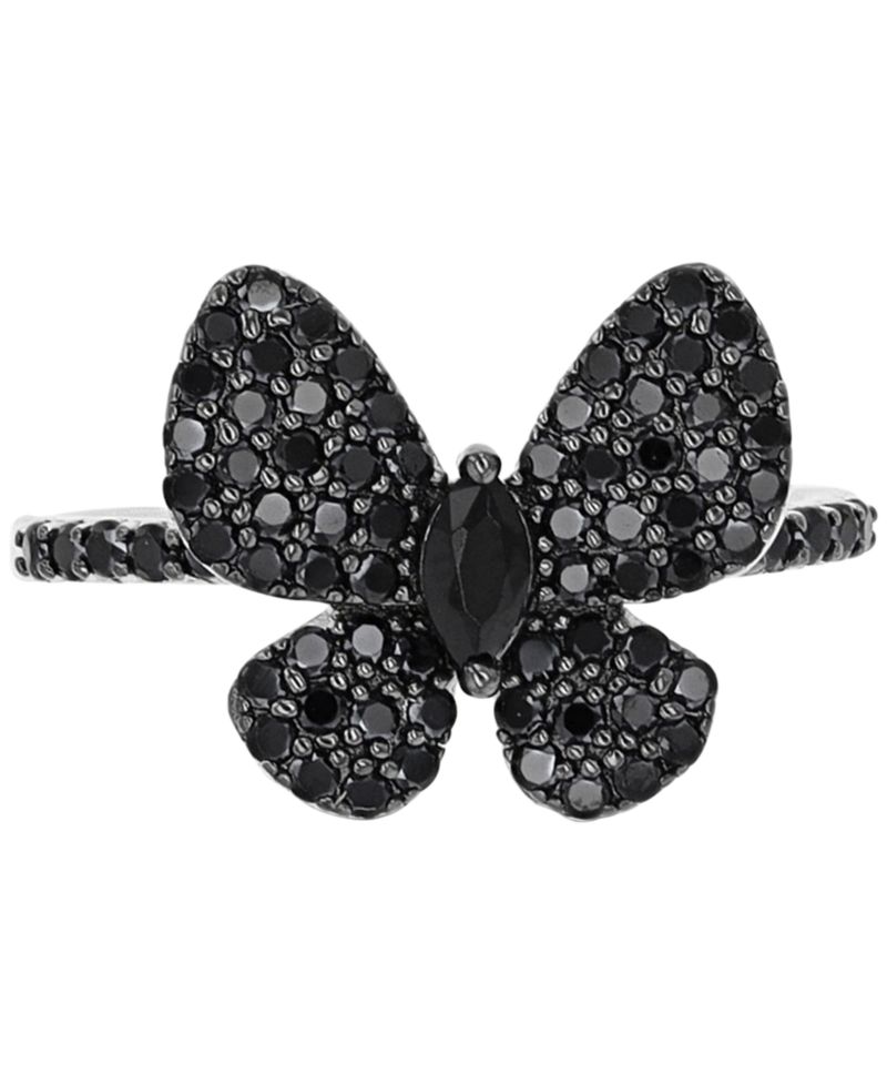 Black Spinel Butterfly Ring (7/8 ct. t.w.) in Black Rhodium-Plated Sterling Silver