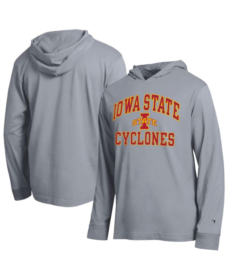 Men's Heather Gray Iowa State Cyclones High Motor All-Star Long Sleeve Hooded T-Shirt