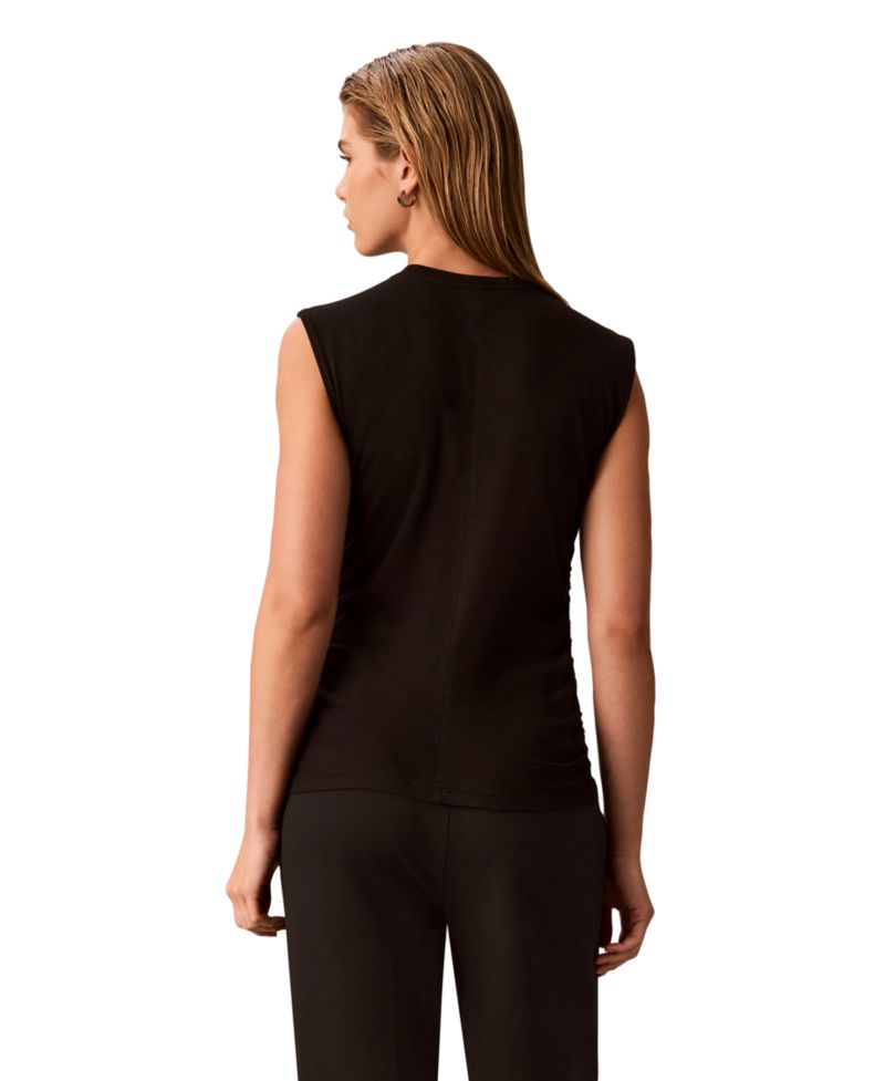 Women's Side Ruched Sleeveless T-Shirt