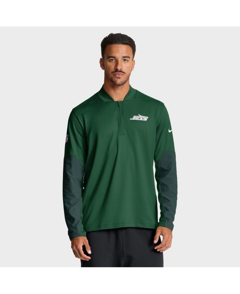 Men's Green New York Jets Sideline Dri-FIT Half-Zip Pullover Hoodie