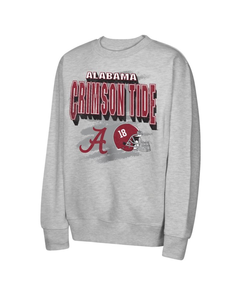 Big Boys and Girls Heather Gray Alabama Crimson Tide Wild Card Fleece Sweatshirt