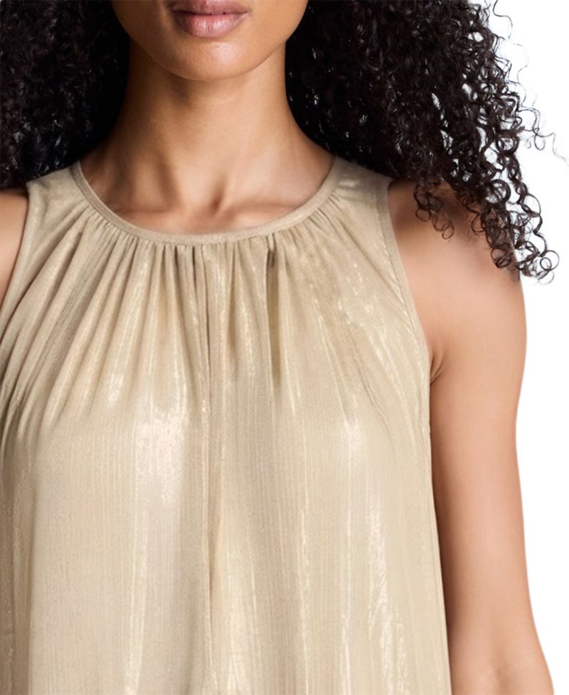 Women's Halter Tiered Metallic-Foil Maxi Dress