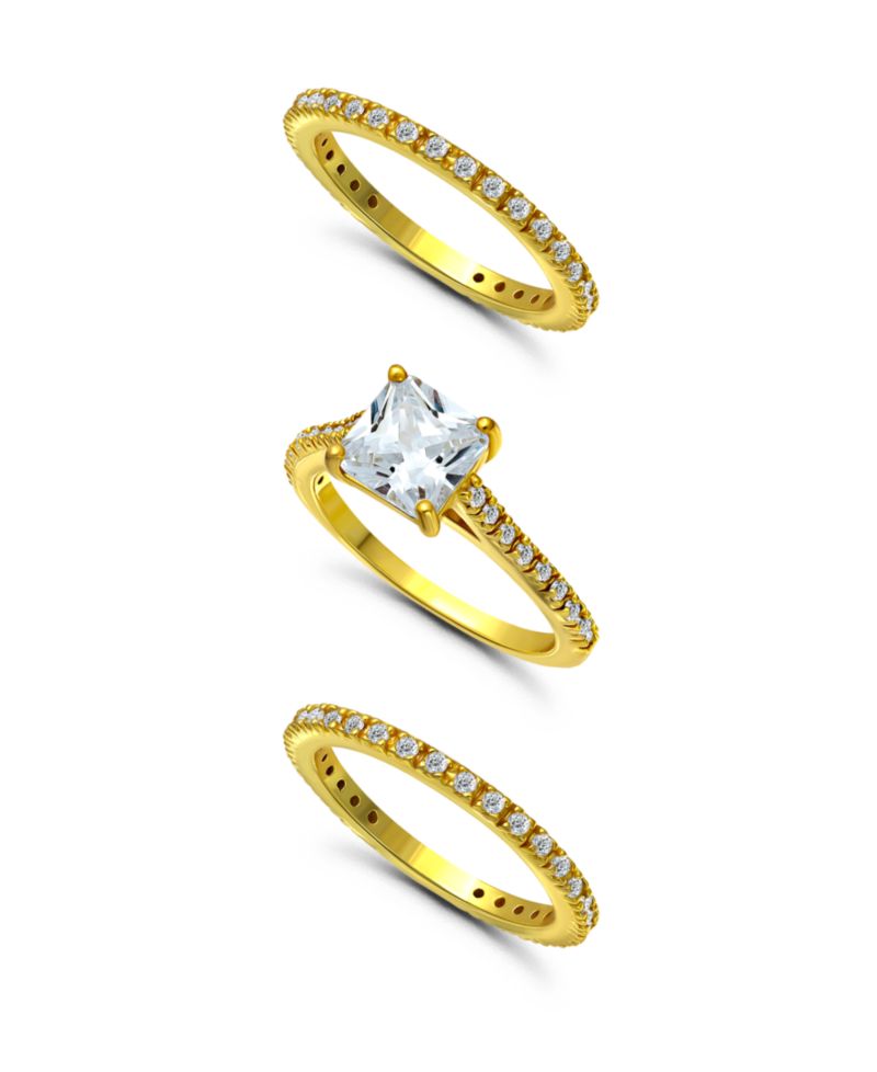 Macy's Cubic zirconia (3 3/4 ct.t.w.) 3-Pc. Set Square Cut Cubic Zirconia Band Rings