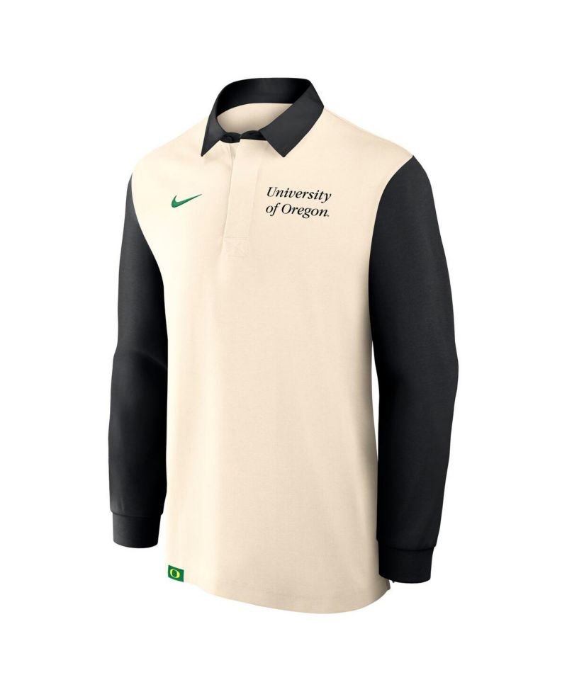 Men's Tan/Black Oregon Ducks Rugby Long Sleeve Shirt