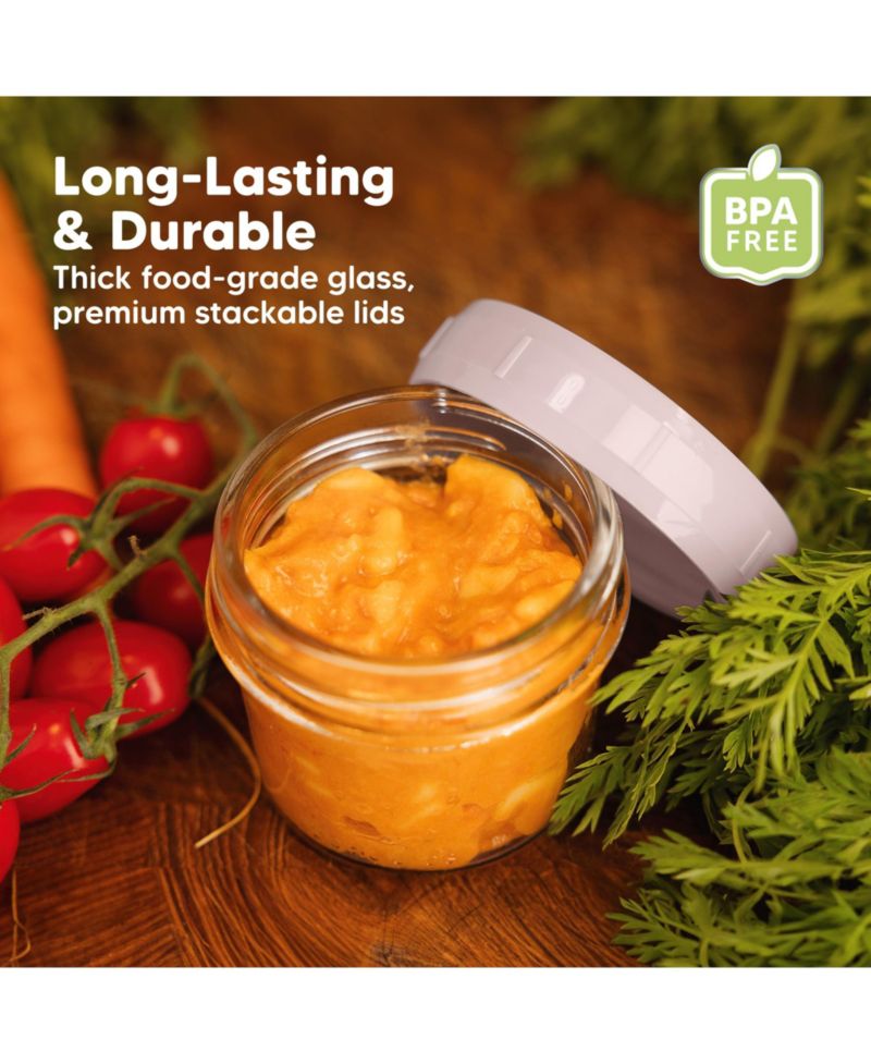6pk Prep Baby Food Storage Containers, 4 oz Leak-Proof, BPA Free Glass Baby Food Jars for Feeding