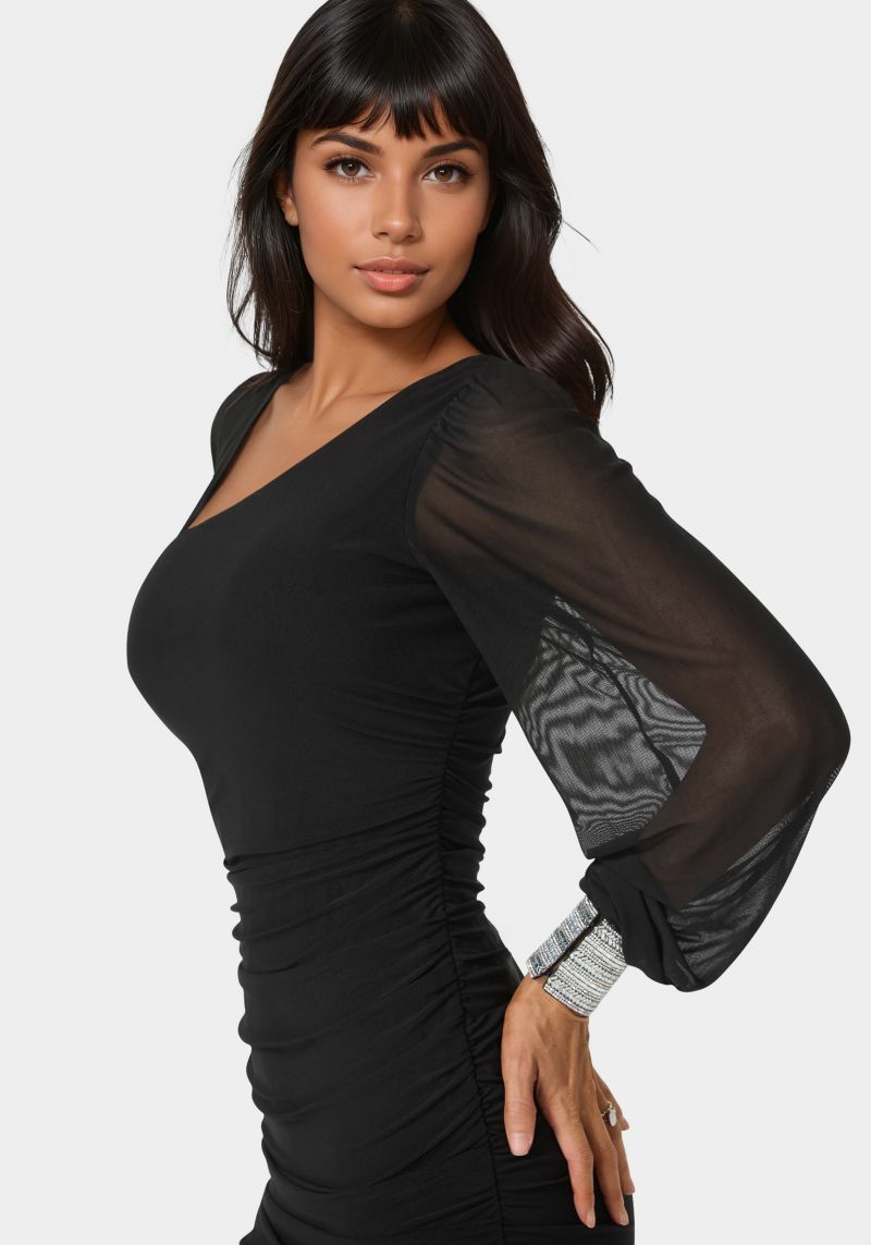 Womens One Shoulder Pearl Cuff Mini Dress