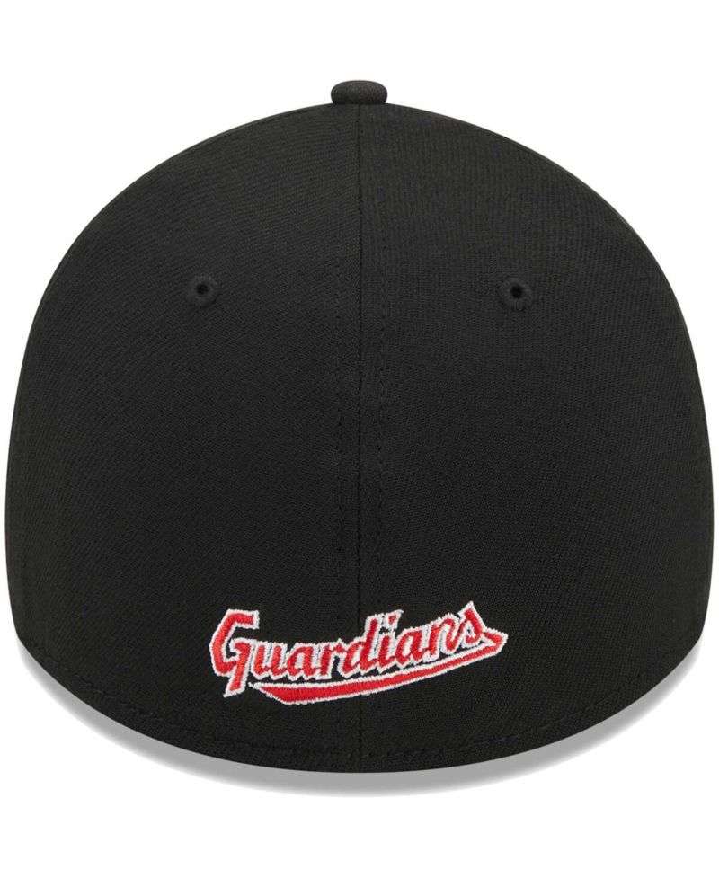 Men's Black Cleveland Guardians Logo 39THIRTY Flex Hat