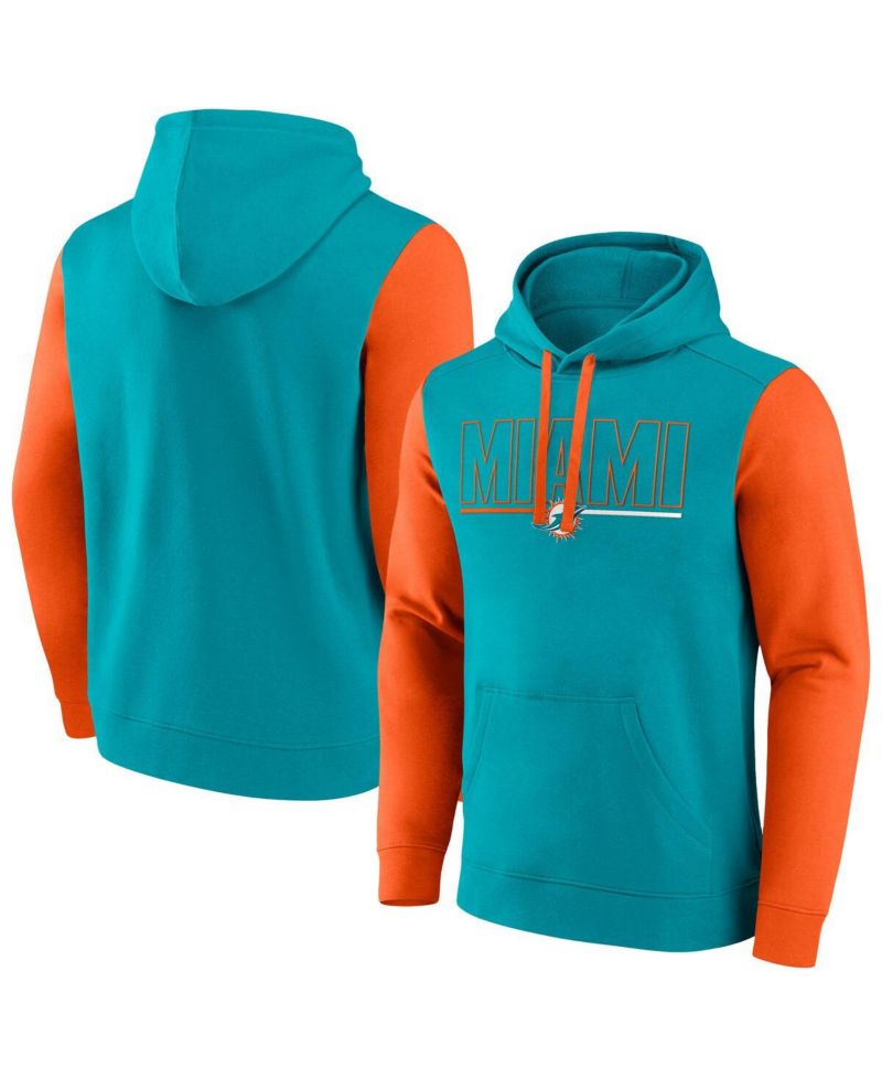 Men's Aqua Miami Dolphins Big & Tall Outline Pullover Hoodie