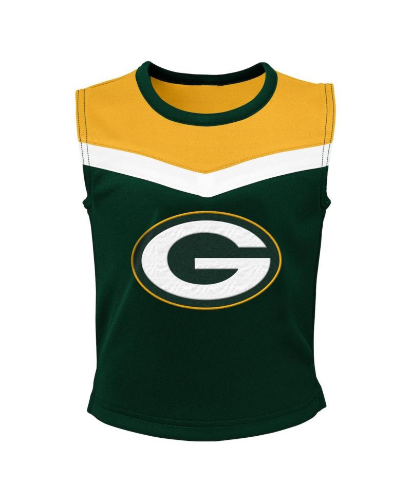 Little Girls Green Green Bay Packers Spirit Cheerleader Two-Piece Set with Bloomers