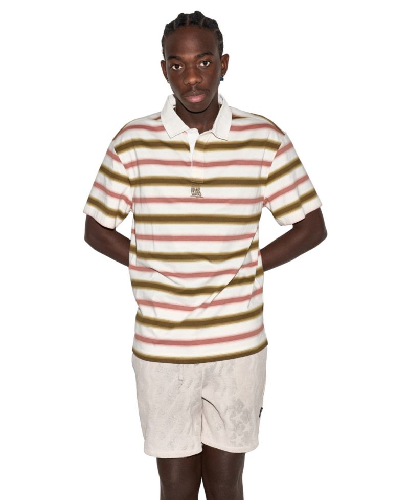 Men's Script Striped Short-Sleeve Polo Shirt
