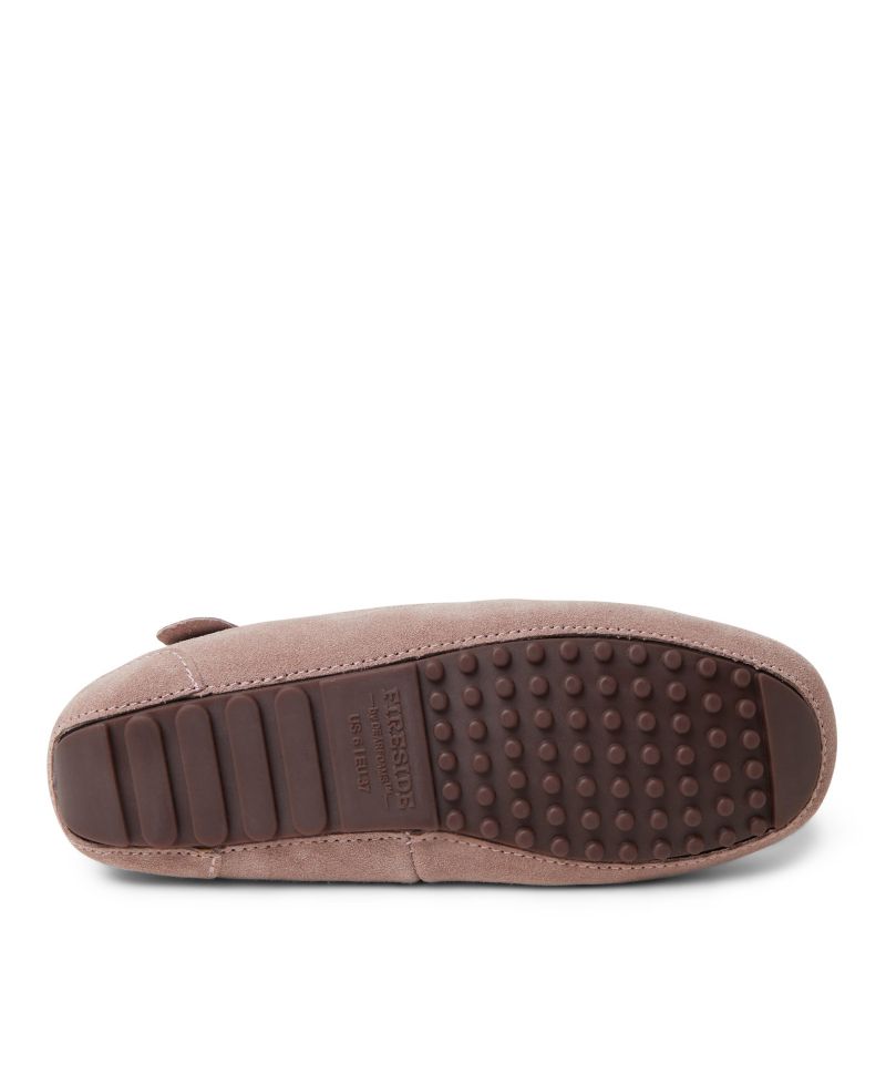 Dearfoams Women's Fireside Mel Genuine Shearling Moccasin Slipper