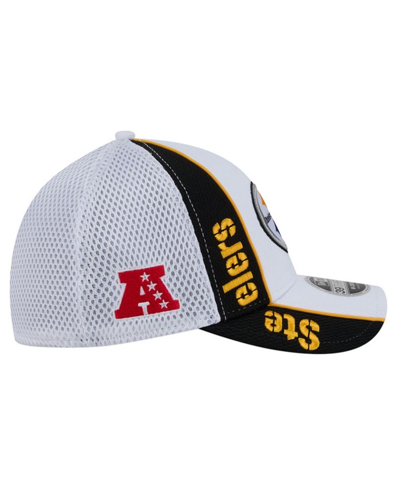 Men's White/Black Pittsburgh Steelers Dash 39THIRTY M-Crown Flex Hat