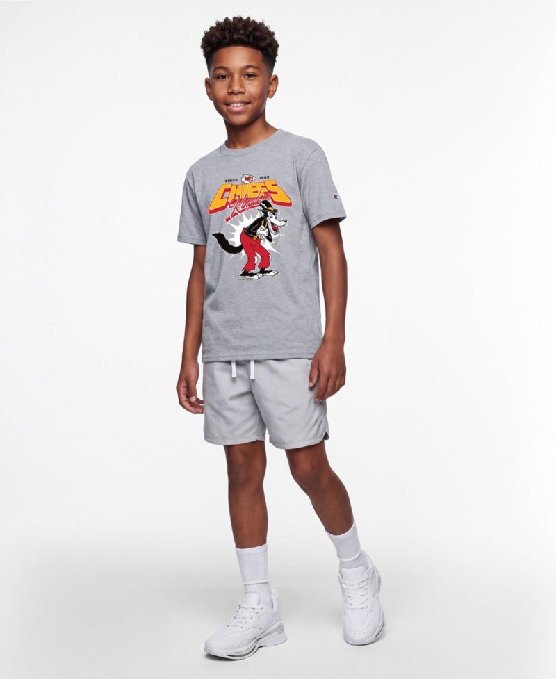 Big Boys and Girls Heather Gray Kansas City Chiefs Disney X Champion T-Shirt