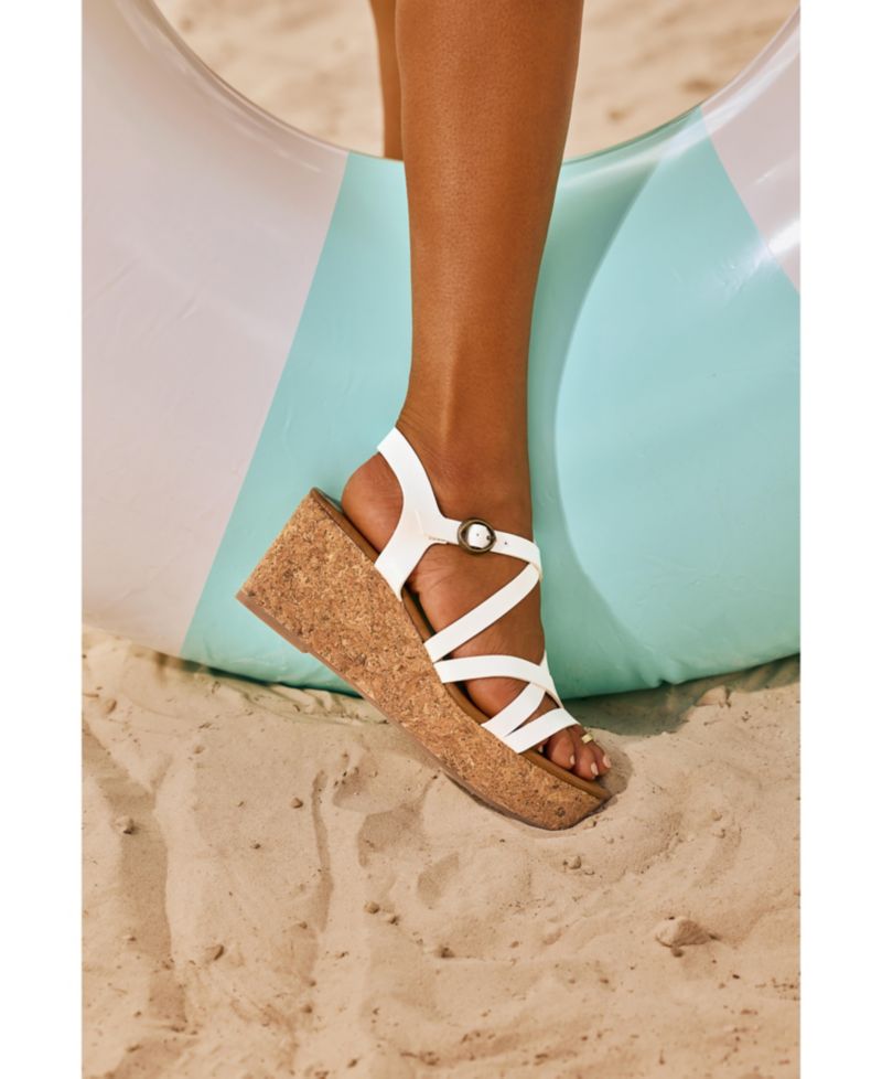 Women's Aurora Open Square Toe Strappy Wedge Sandals