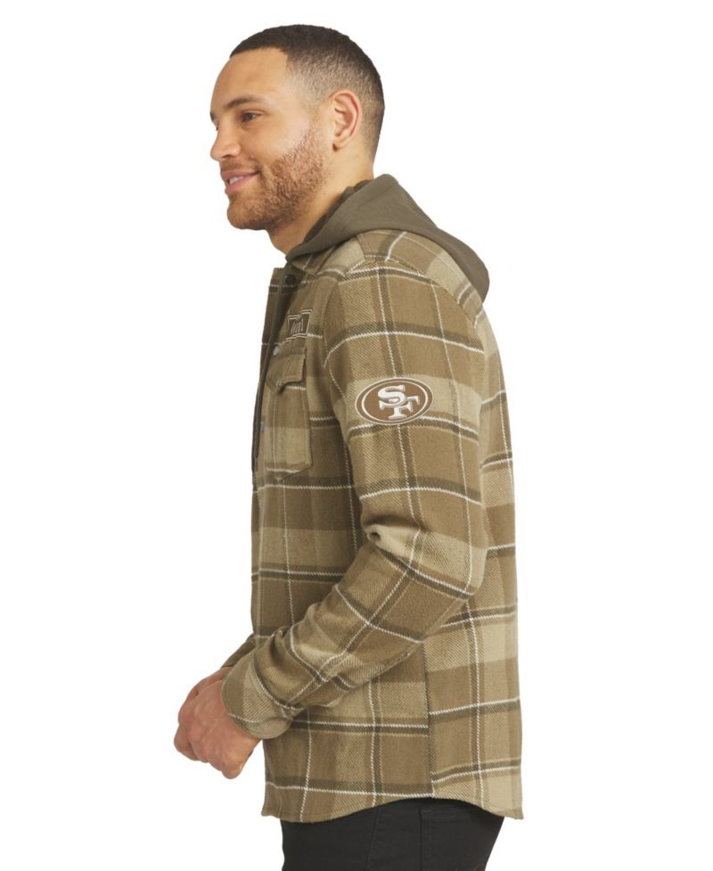 Men's Brown/Olive San Francisco 49ers Woven Hooded Full-Snap Shacket