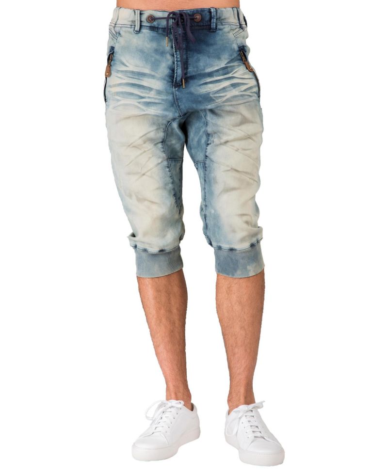 Men's Premium Knit Denim Jogger Capri Shorts