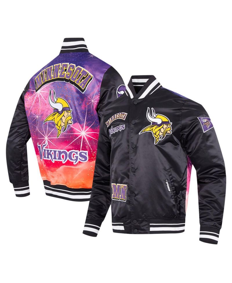 Men's Black Minnesota Vikings Sublimated Satin Full-Snap Jacket