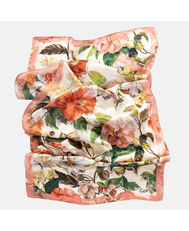 Rosa - Long Satin Silk Scarf for Women - Peach