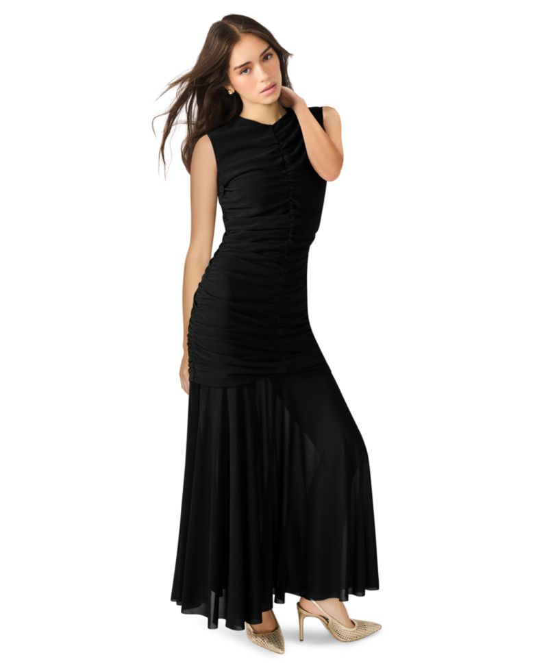 Women's Ruched Crewneck Maxi Dress