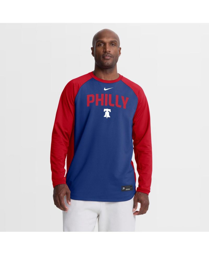Men's Royal Philadelphia Phillies Authentic Collection Raglan Dri-FIT Sweatshirt