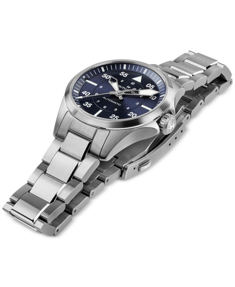 Women's Swiss Automatic Khaki Aviation Stainless Steel Bracelet Watch 36mm
