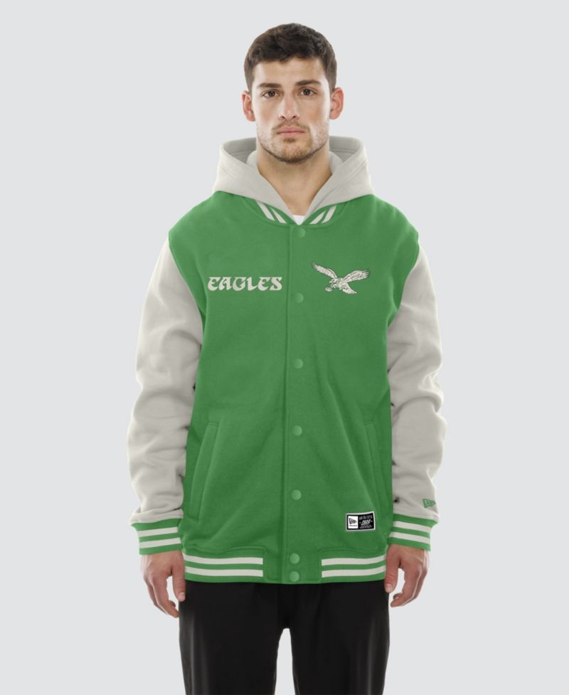 Men's Kelly Green/Gray Philadelphia Eagles Full-Snap Fleece Hoodie Jacket