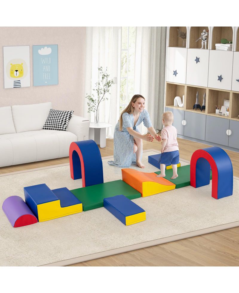 Kids 10-Piece Foam Climber Set with Soft PU Leather Covers