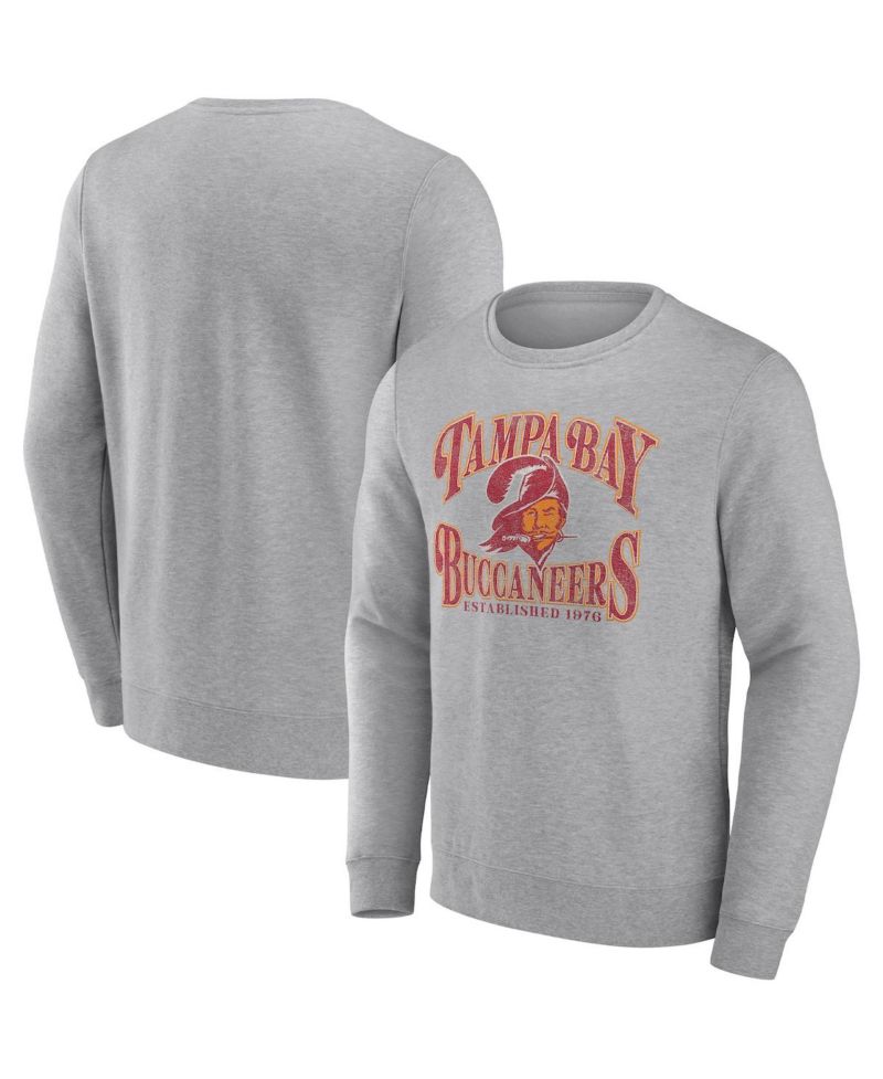 Men's Heathered Charcoal Tampa Bay Buccaneers Playability Pullover Sweatshirt