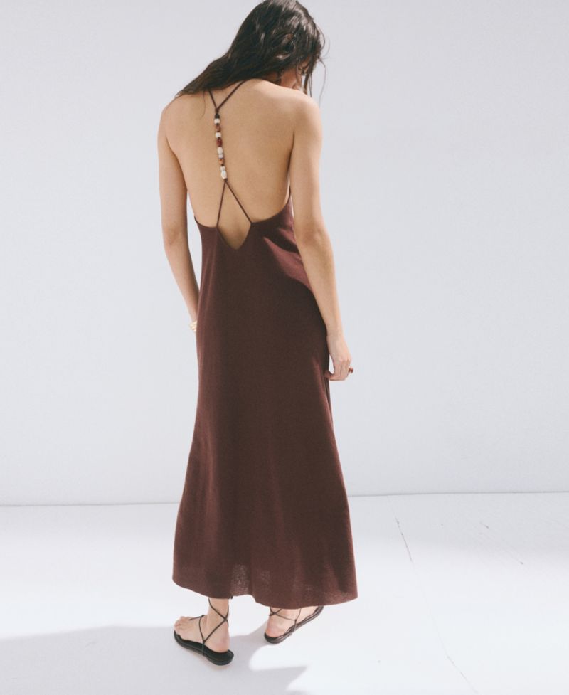 Women's Beads Knit V-Neck Dress
