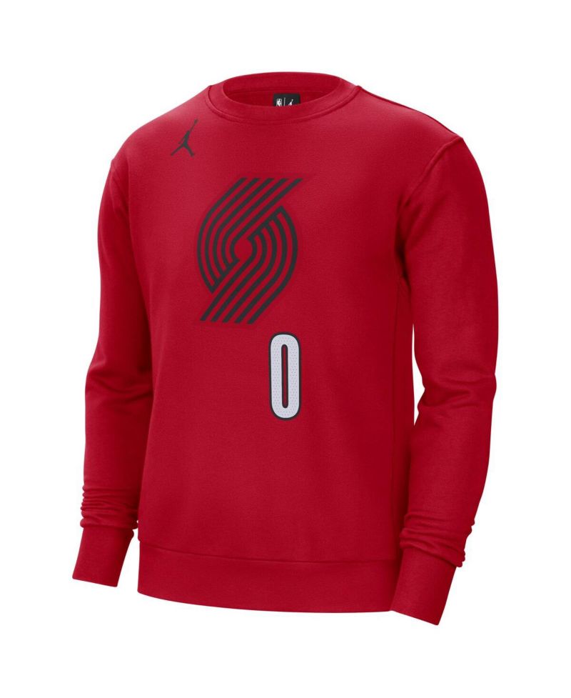 Men's Damian Lillard Red Portland Trail Blazers Statement Name and Number Pullover Sweatshirt