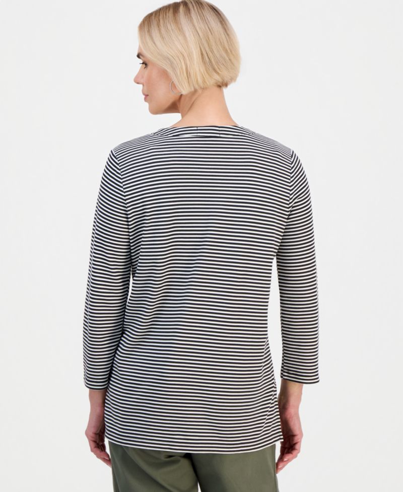 Petite Split-Neck 3/4-Sleeve Tunic, Macy's Exclusive